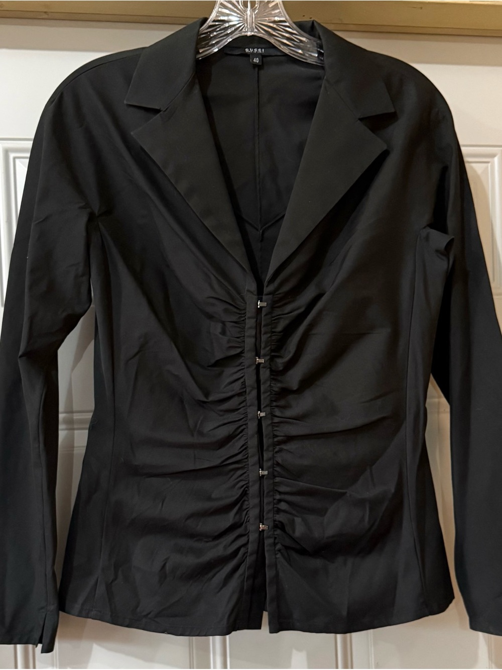 Gucci Black Ruched blouse with branded closures